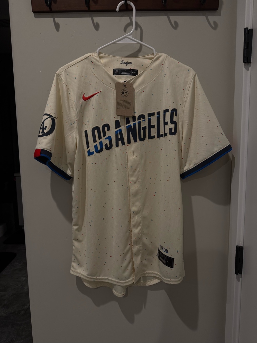 Nike Cream Los Angeles Dodgers Short-Sleeve Baseball Jersey